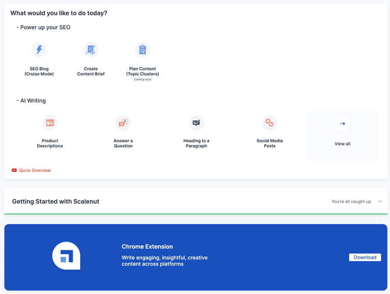 A screen shot of the slack dashboard for Scalenut Review.
