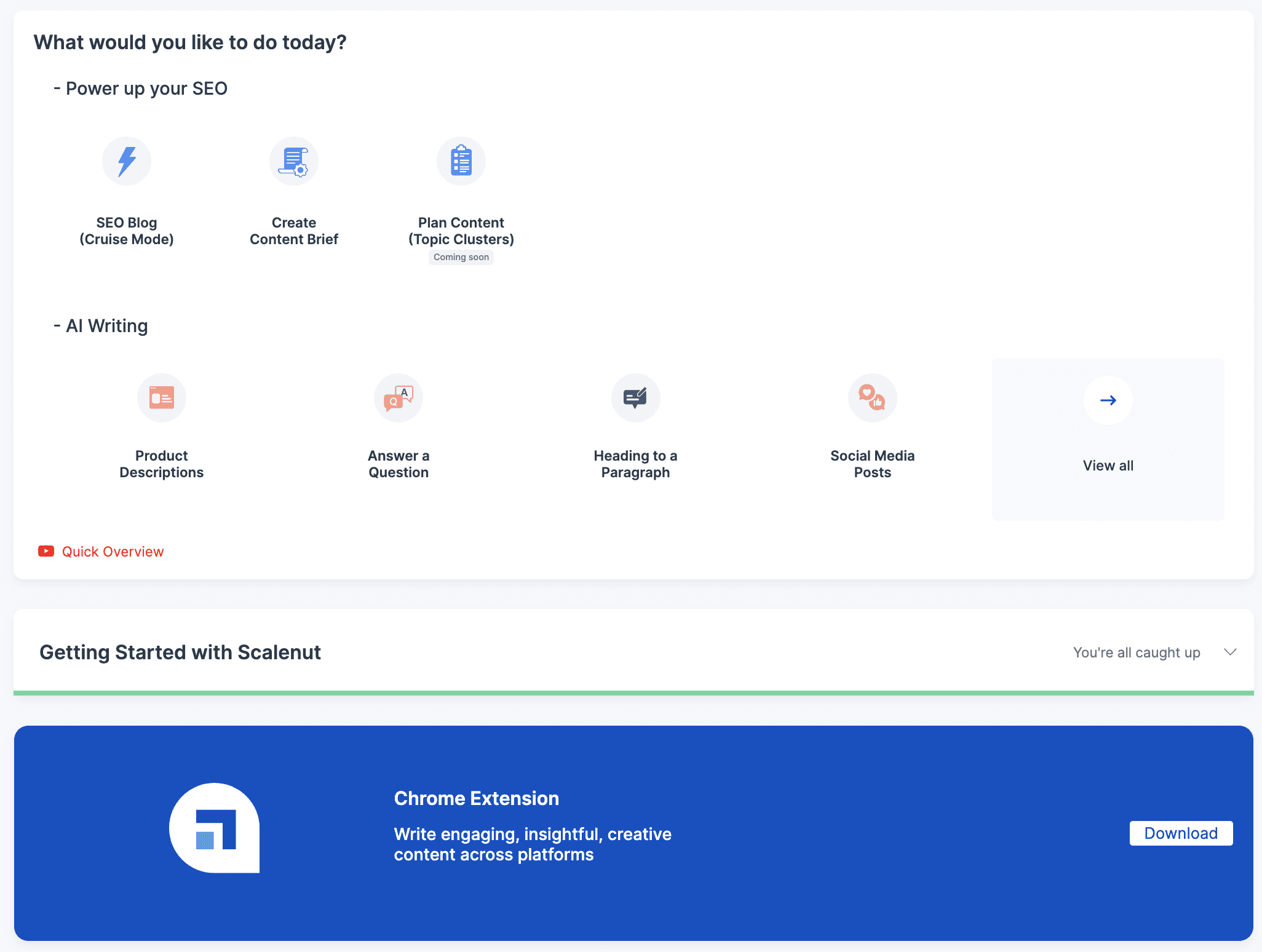A screen shot of the slack dashboard for Scalenut Review.
