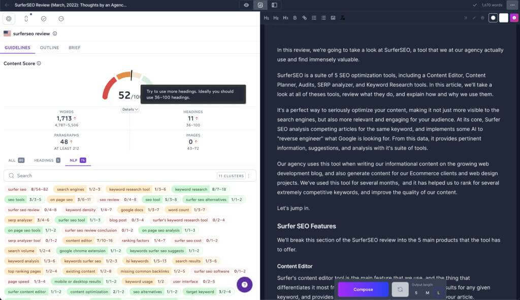 A dashboard screenshot displaying various information for Jasper's review.