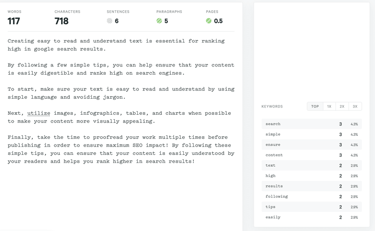 A screen shot of a website with a white background displaying optimal blog post length for SEO.
