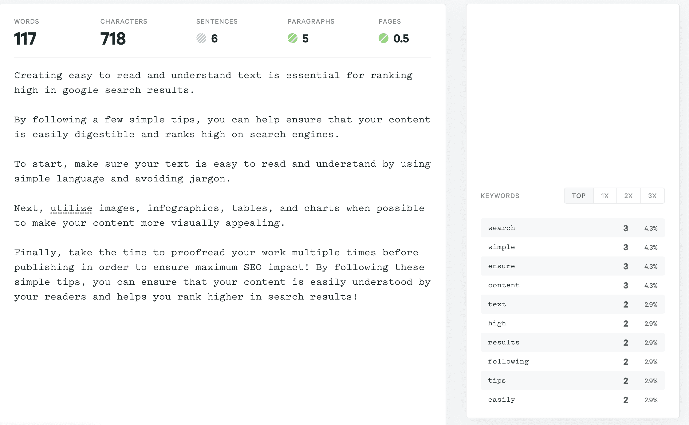 A screen shot of a website with a white background displaying optimal blog post length for SEO.