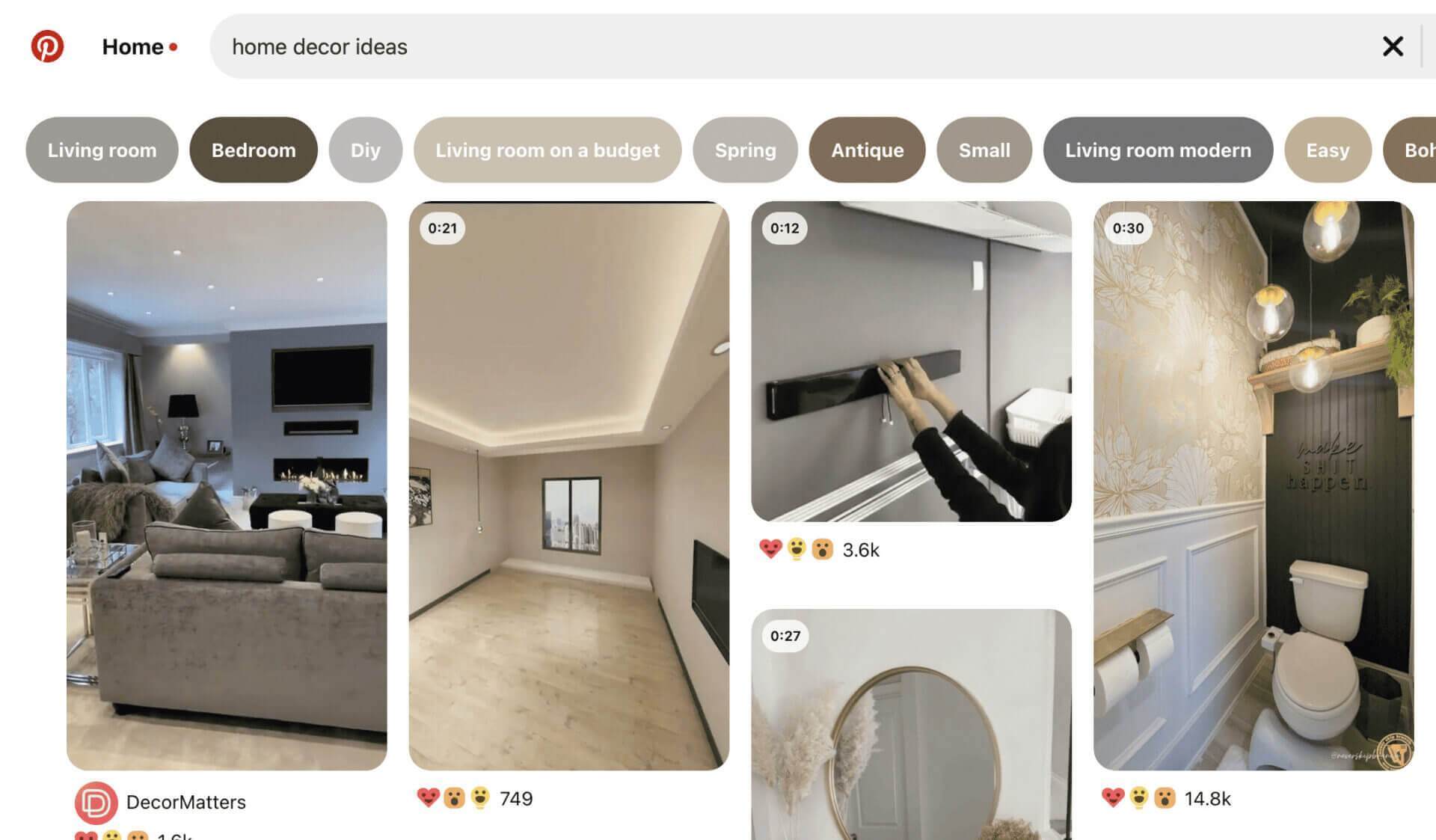 A screenshot showcasing Pinterest's homepage for promoting blogs.
