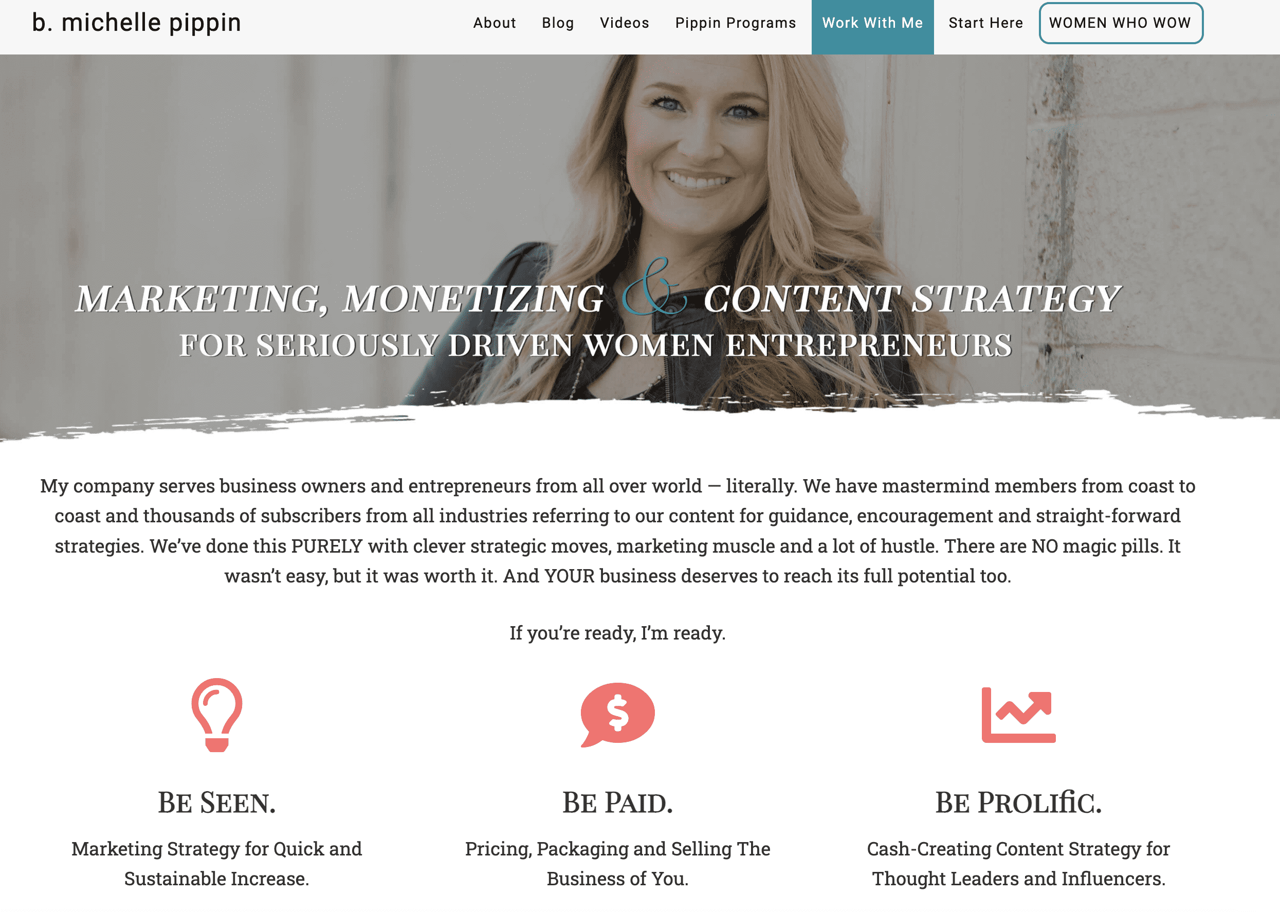 A website with a woman's face and the words marketing, monetizing, and content strategy – get paid to write articles.