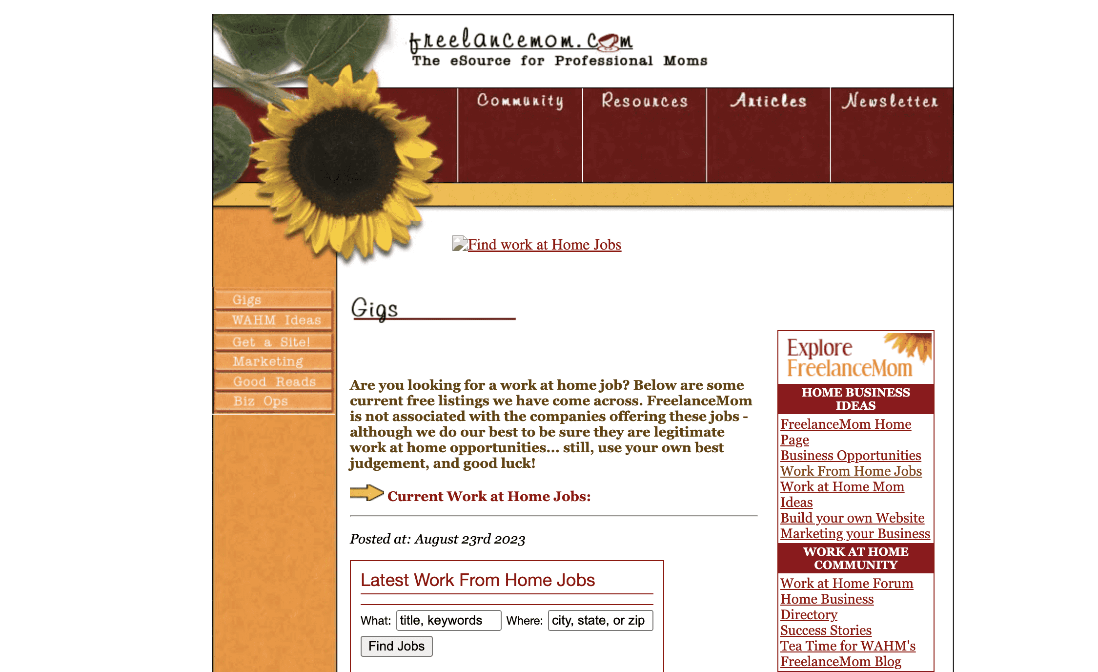 A sunflower-themed website offering the best opportunities to get paid for writing articles.